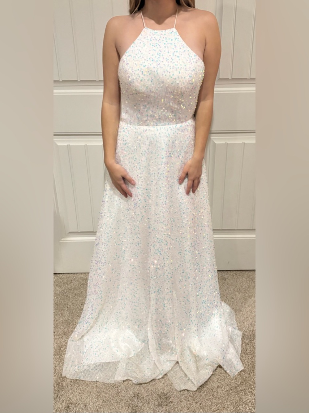 White Sequin A-Line Women's Skirt